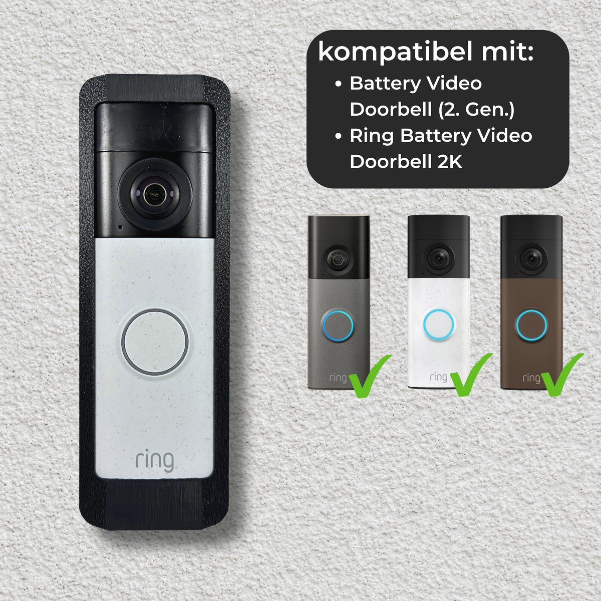 Wandhalterung schwarz, für Ring Battery Video-Türklingel 2K / 2K Plus / 4K Pro / 2.Generation