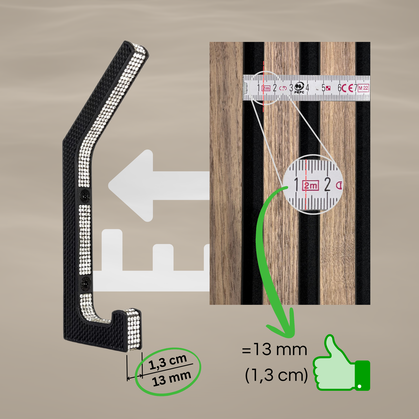 glämfän® Glamour Haken Schwarz / Silber