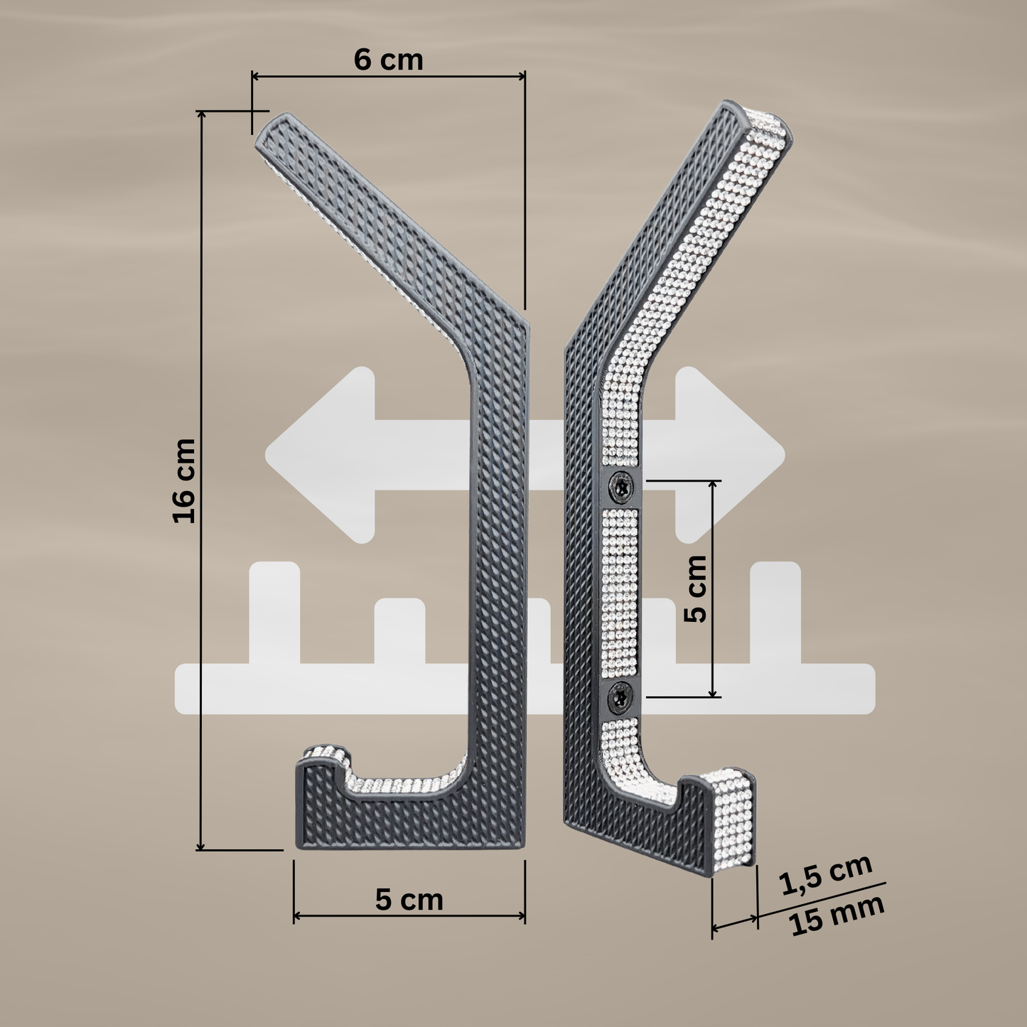 glämfän® Glamour Haken Schwarz / Silber