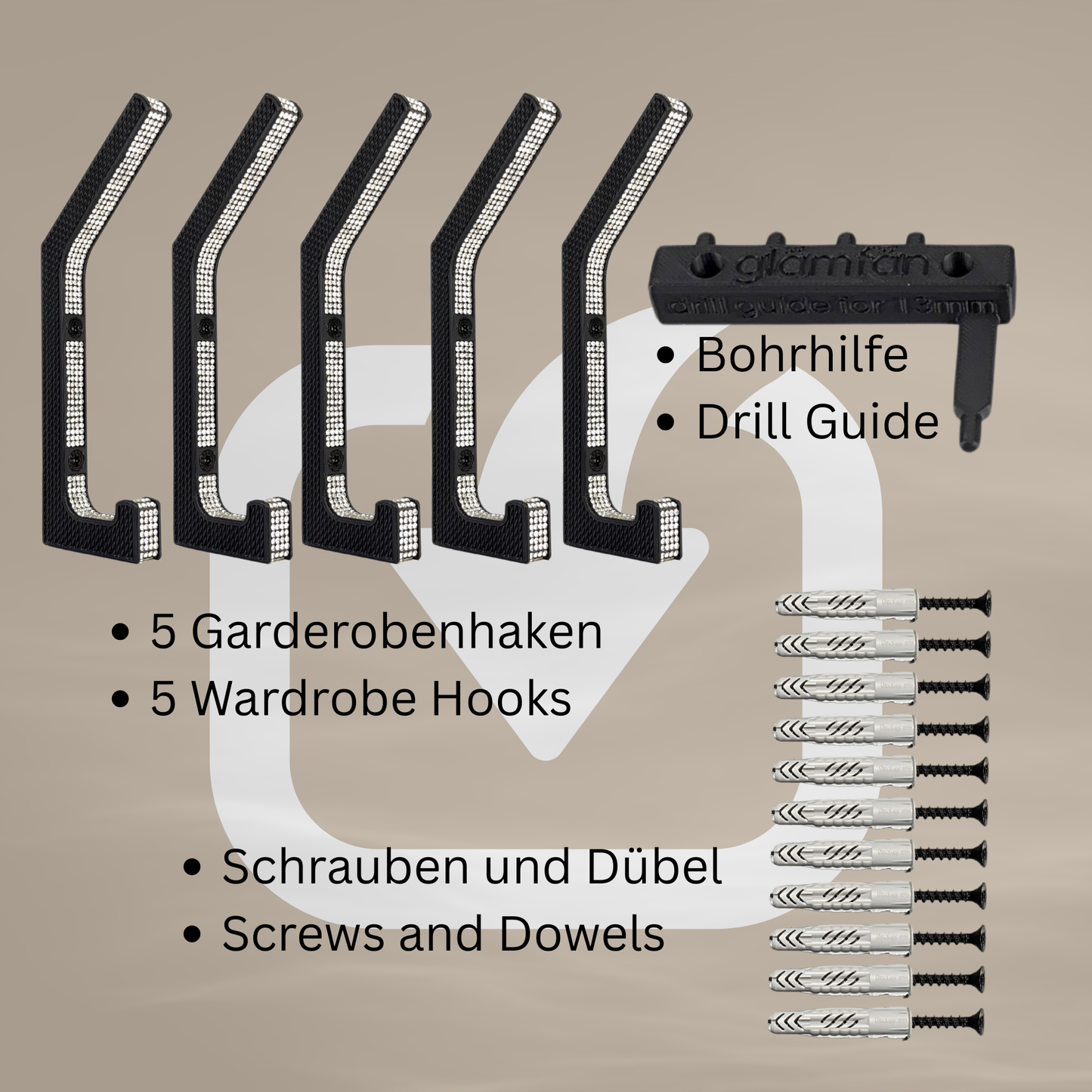 glämfän® Glamour Haken Schwarz / Silber